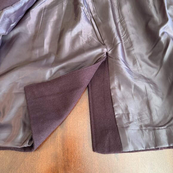 London Fog Wool Coat Burgandy with hood, belt and pockets for women size L - Picture 12 of 15